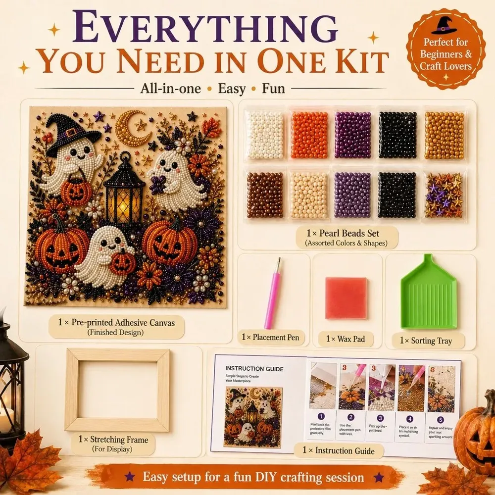 Kit peinture diamant Halloween fantôme et citrouille