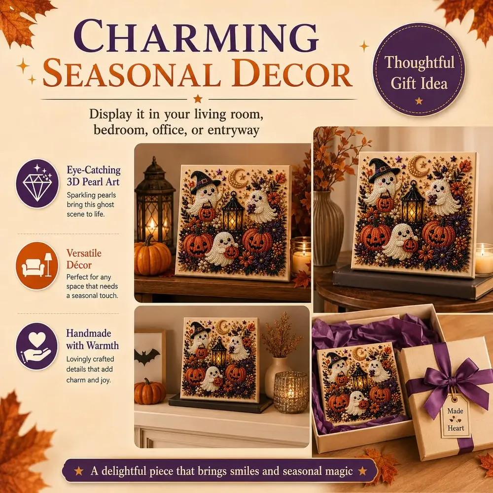 Kit peinture diamant Halloween fantôme et citrouille