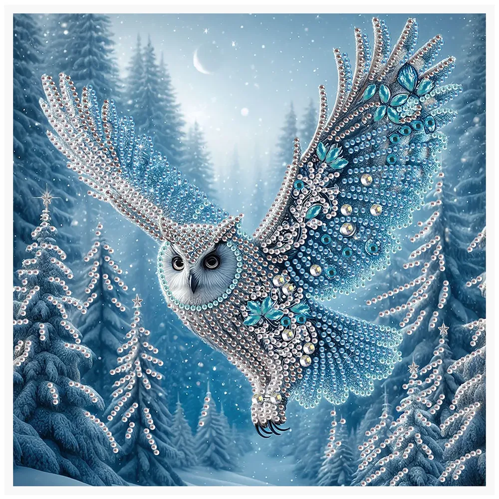 Kit peinture diamant hibou extraterrestre 30 cm