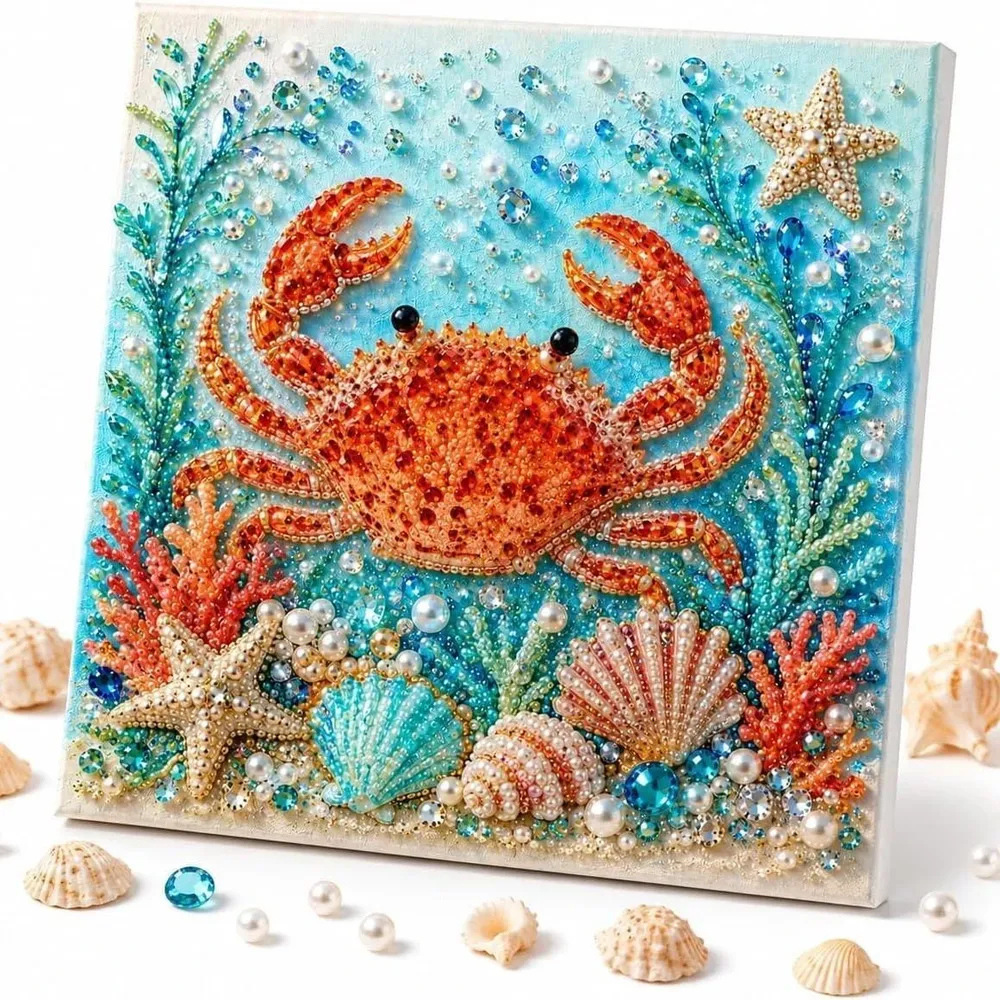 Kit peinture diamant perles océan tortues dauphins poulpes