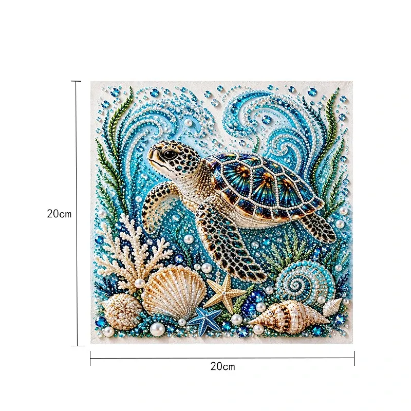 Kit peinture diamant perles océan tortues dauphins poulpes