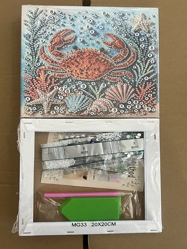 Kit peinture diamant perles océan tortues dauphins poulpes