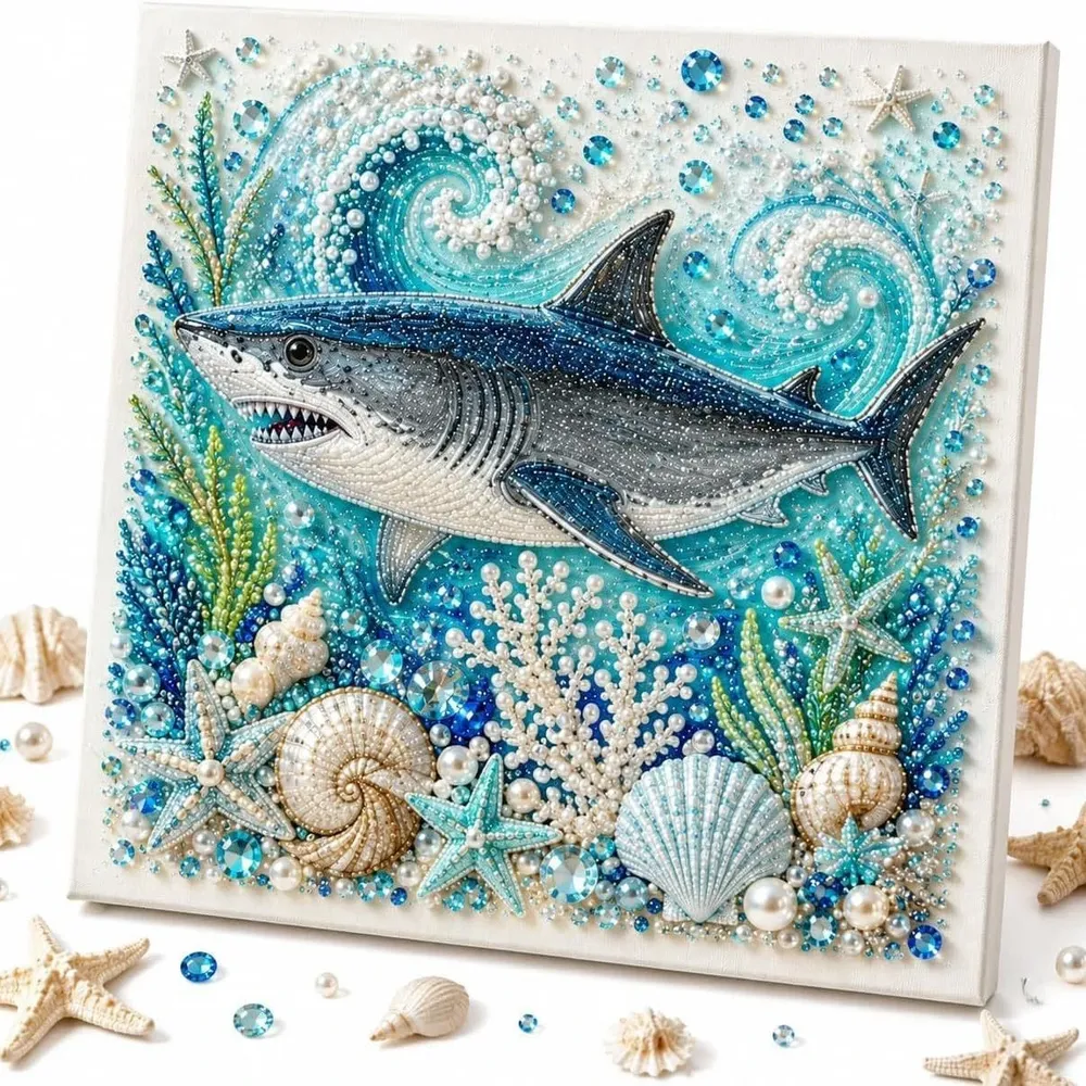 Kit peinture diamant perles océan tortues dauphins poulpes