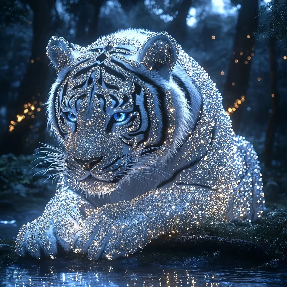 Kit peinture diamant tigre forêt 5D adulte