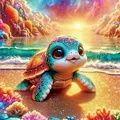 Kit peinture diamant tortue plage 20x30 à 40x50 cm – Couleur DZDP100748
