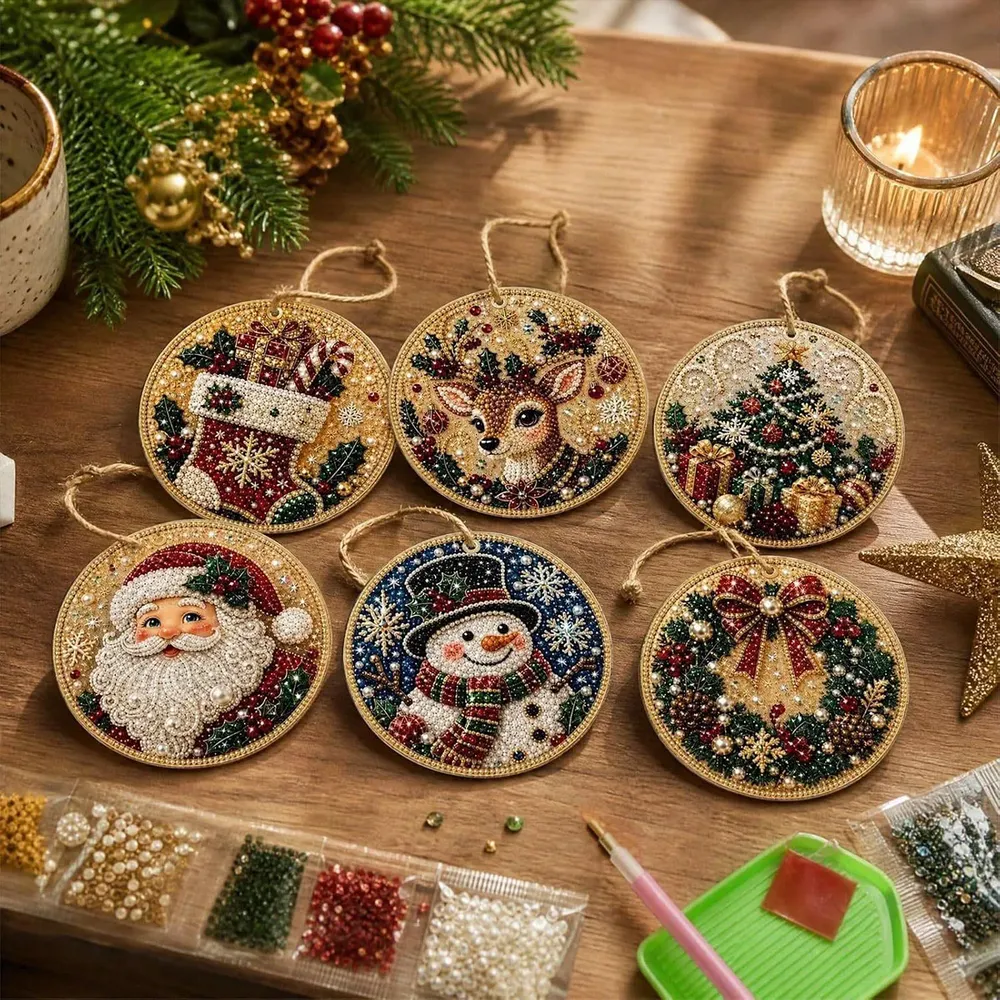 Kit peinture Noël 6 pièces décorations à suspendre