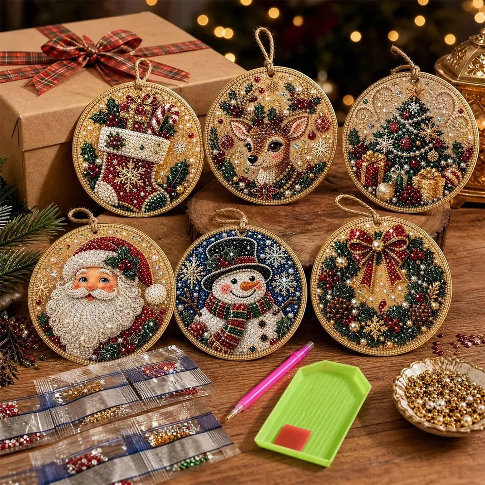 Kit peinture Noël 6 pièces décorations à suspendre