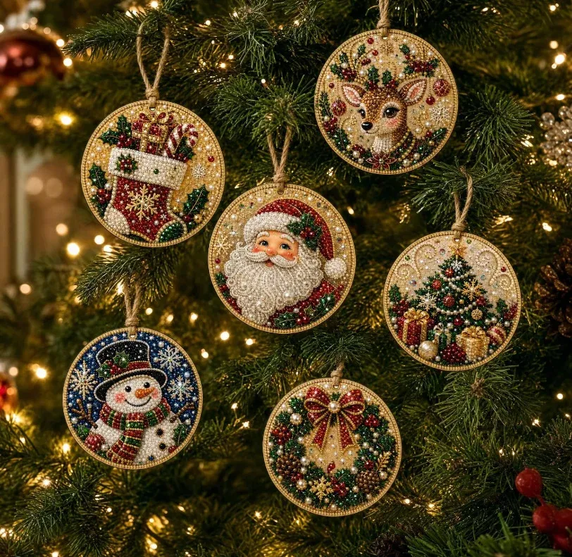 Kit peinture Noël 6 pièces décorations à suspendre