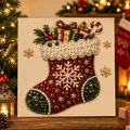 Kit peinture perles Noël avec cadre artisanat DIY – Couleur Bourgogne (4)