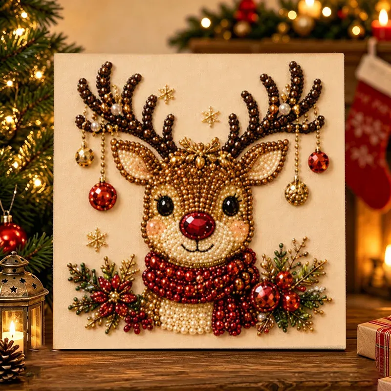 Kit peinture perles Noël avec cadre artisanat DIY