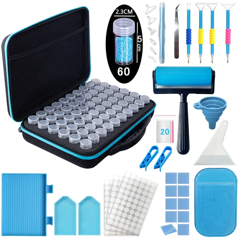Kit rangement peinture diamant boîte perles stylo rouleau