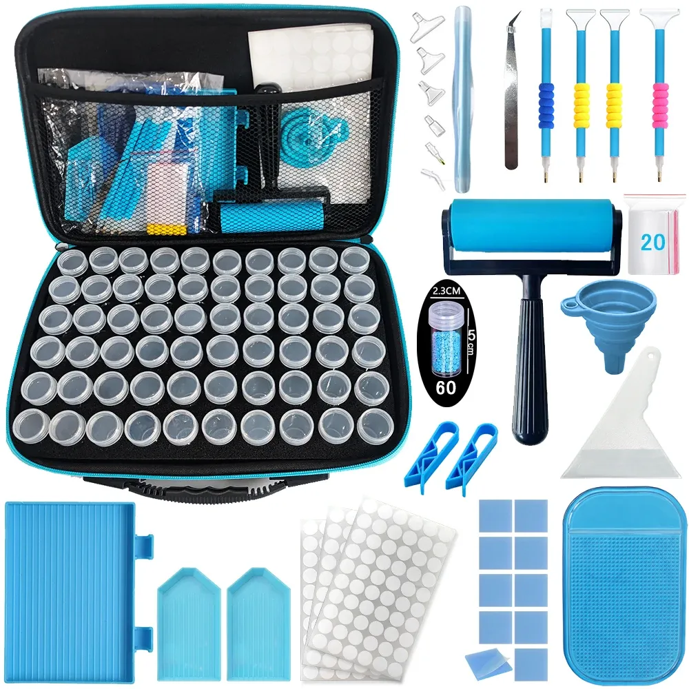 Kit rangement peinture diamant boîte perles stylo rouleau