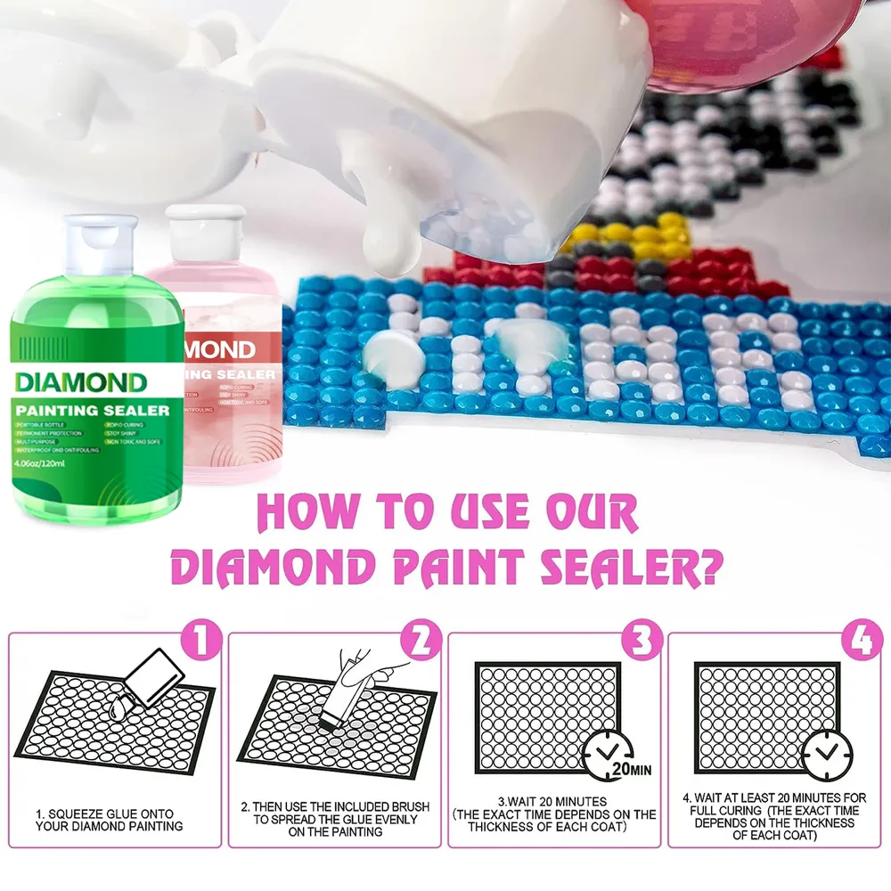 Kit scellement peinture diamant 120 à 240 ml avec 3 pinceaux