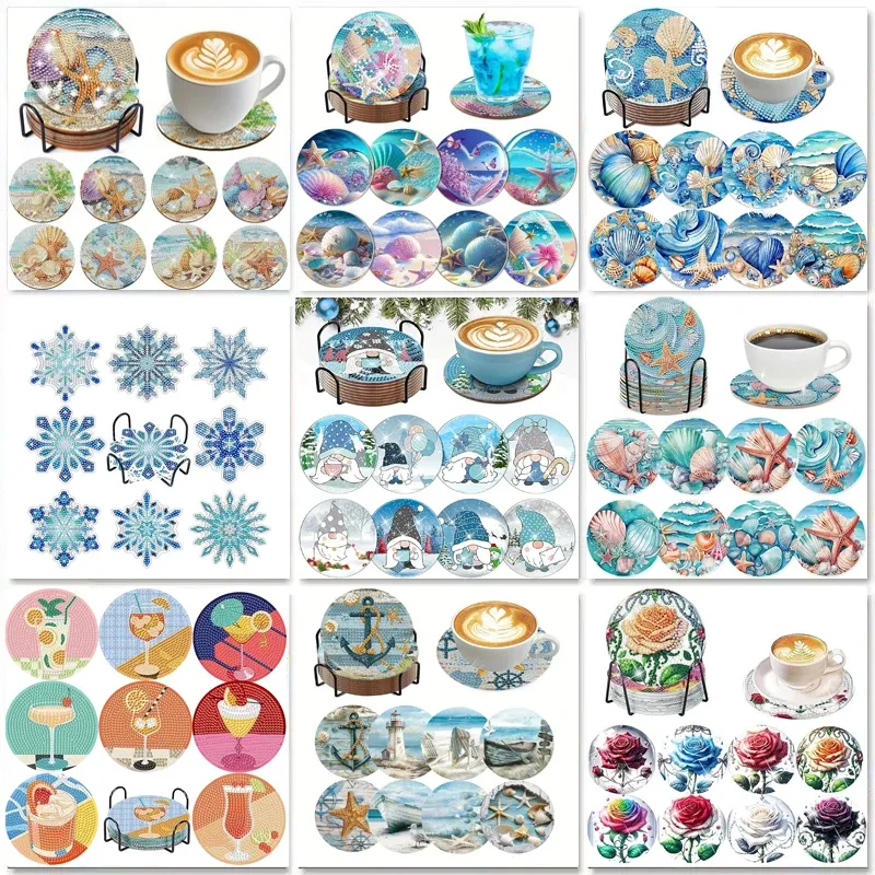 Kit sous-verres peinture diamant océan 8 pièces