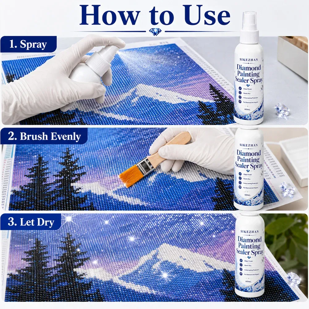 Kit spray scellant peinture diamant avec pinceau et gants
