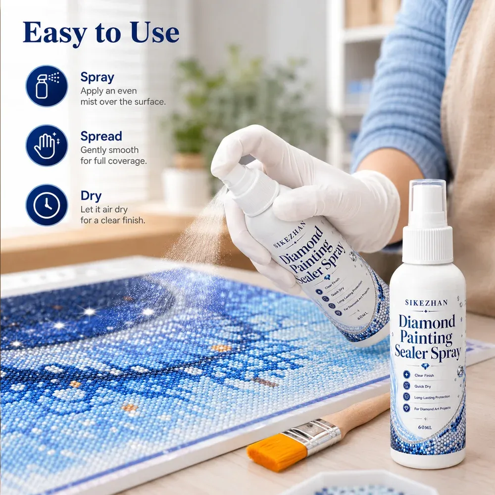 Kit spray scellant peinture diamant avec pinceau et gants