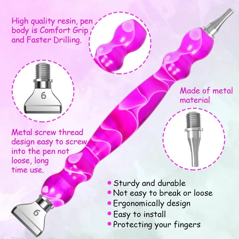 Kit stylos peinture diamant résine 5D 6 pointes