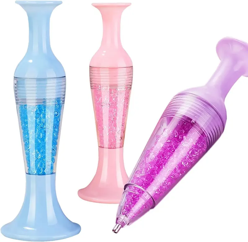 Lot de 3 stylos à diamants forme pot de fleurs