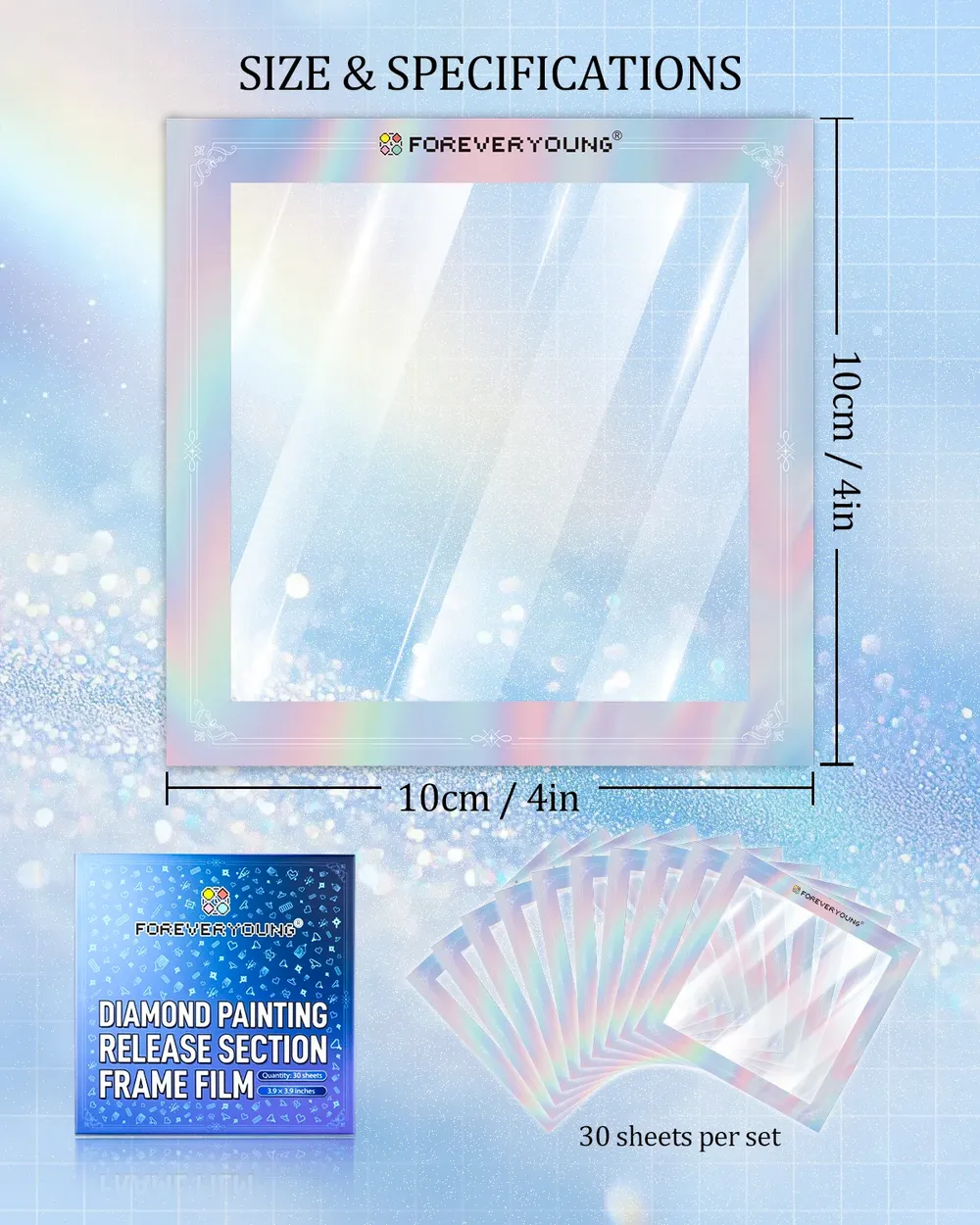 Lot de 30 films protecteurs pour peinture diamant 10 cm