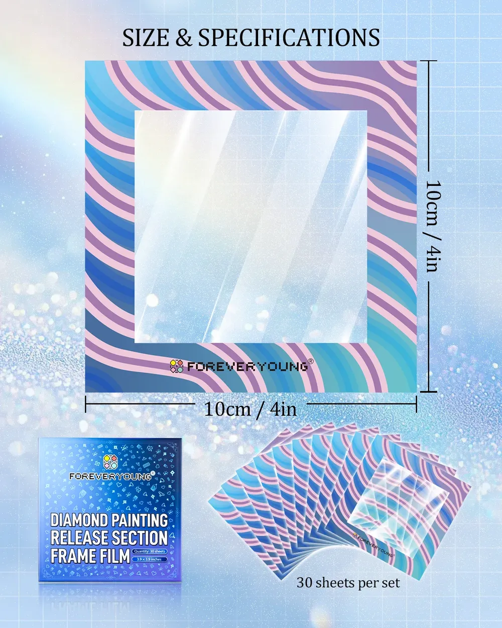 Lot de 30 films protecteurs pour peinture diamant 10 cm