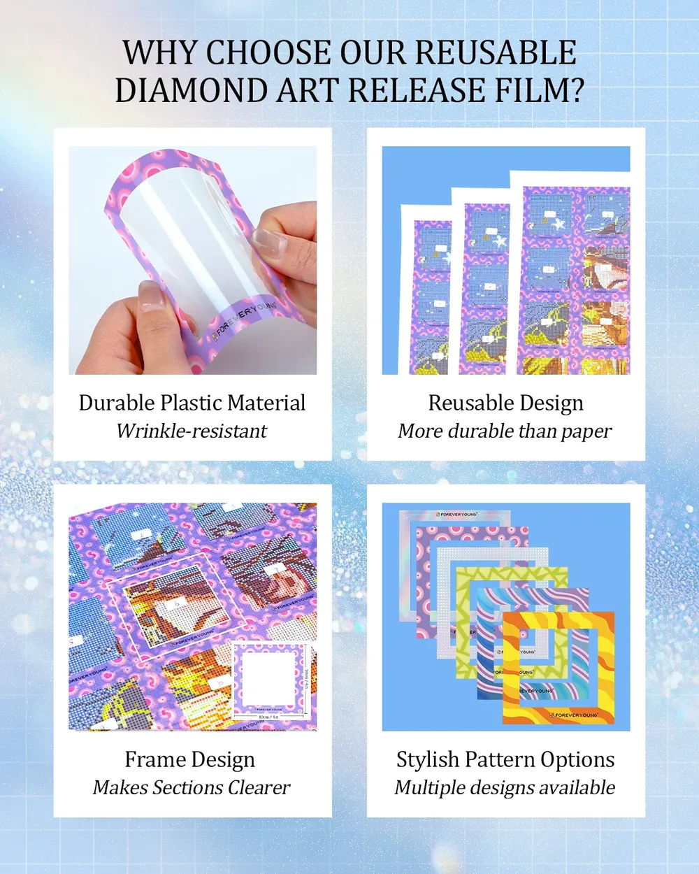Lot de 30 films protecteurs pour peinture diamant 10 cm