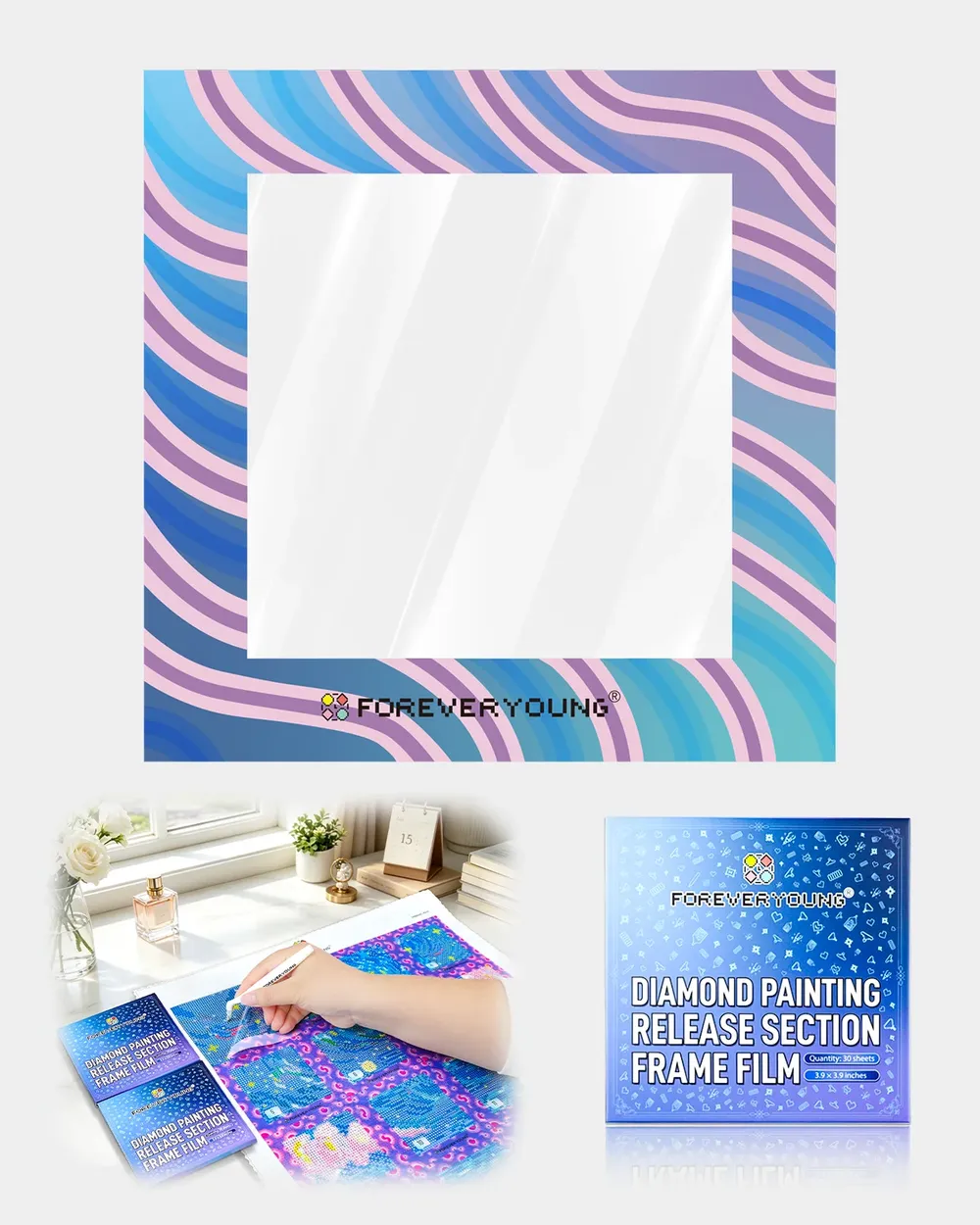 Lot de 30 films protecteurs pour peinture diamant 10 cm
