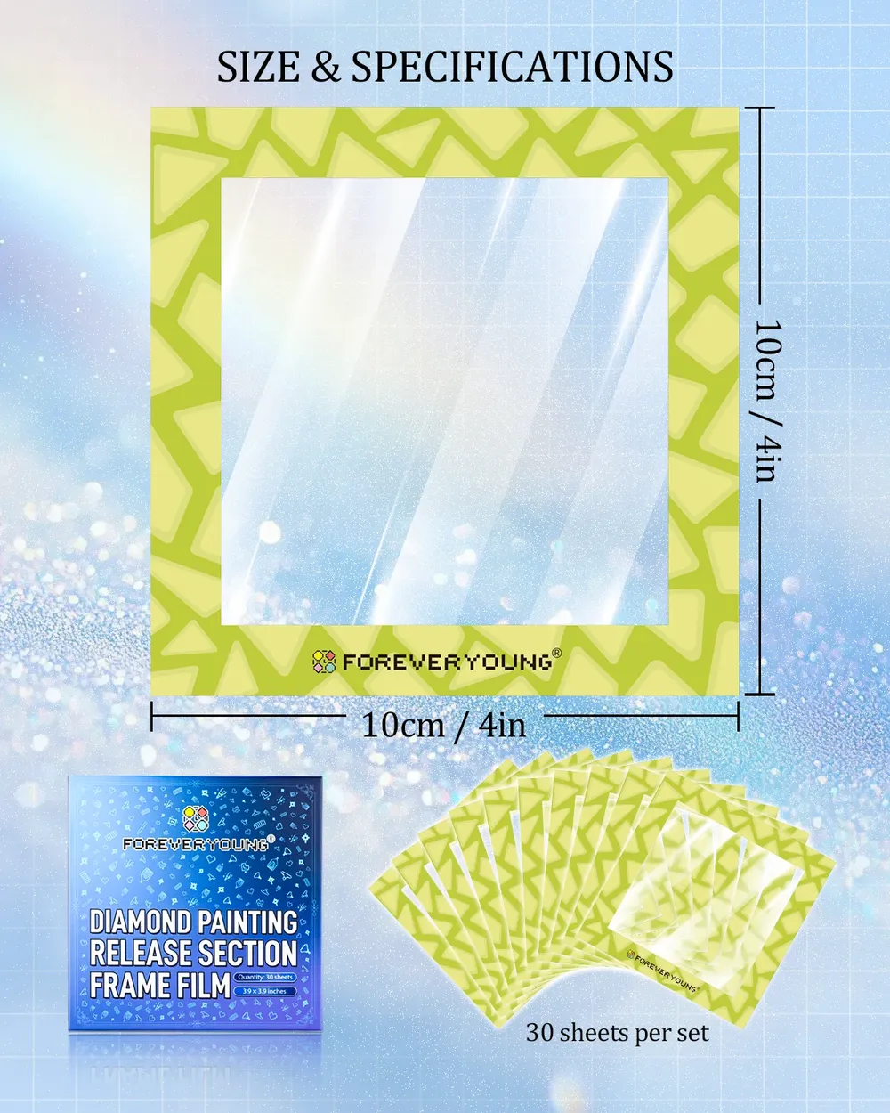 Lot de 30 films protecteurs pour peinture diamant 10 cm