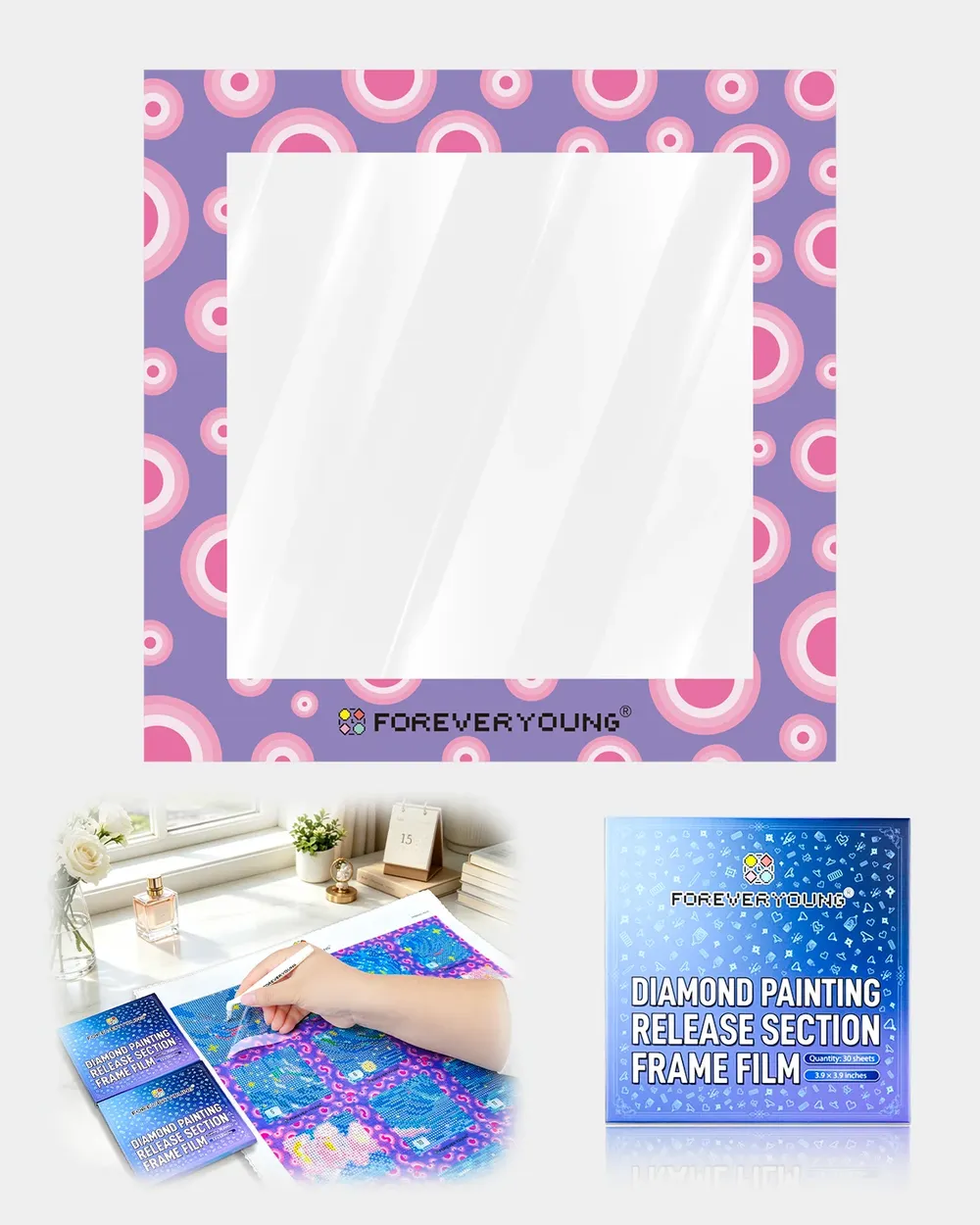 Lot de 30 films protecteurs pour peinture diamant 10 cm