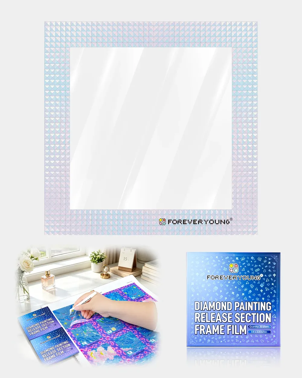 Lot de 30 films protecteurs pour peinture diamant 10 cm