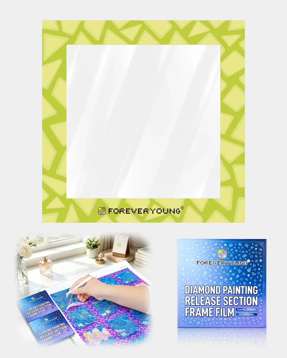 Lot de 30 films protecteurs pour peinture diamant 10 cm