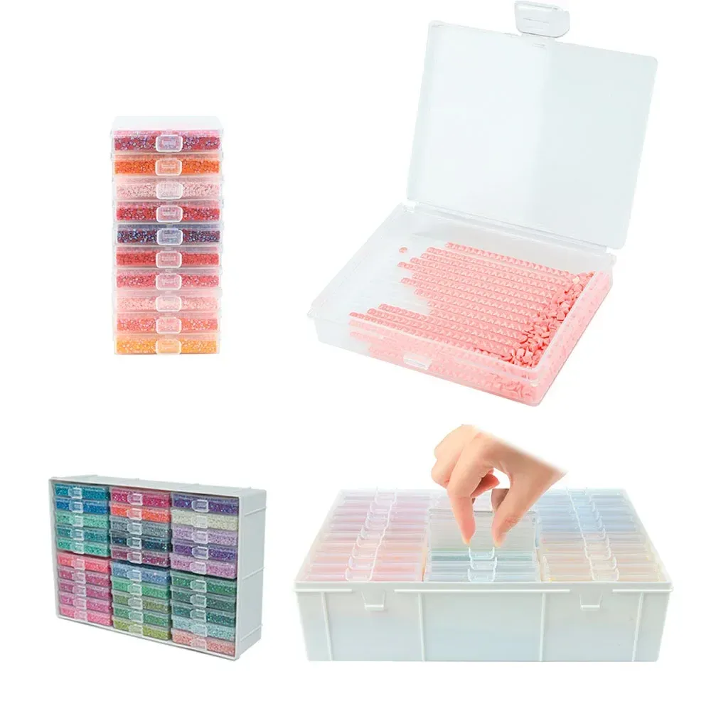 Lot de 30 plateaux et boîte de rangement pour peinture diamant