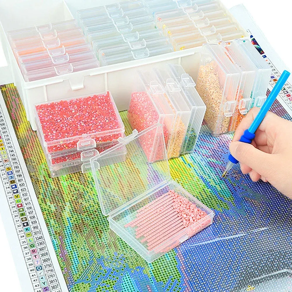 Lot de 30 plateaux et boîte de rangement pour peinture diamant