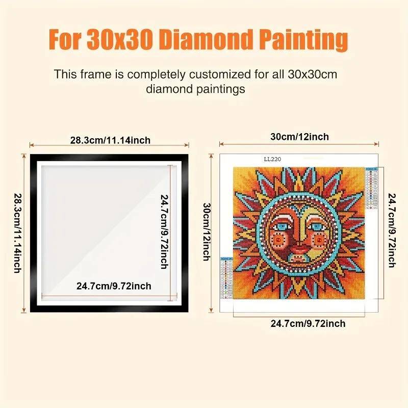 Lot de 5 à 10 cadres magnétiques pour peinture diamant 30x30 cm
