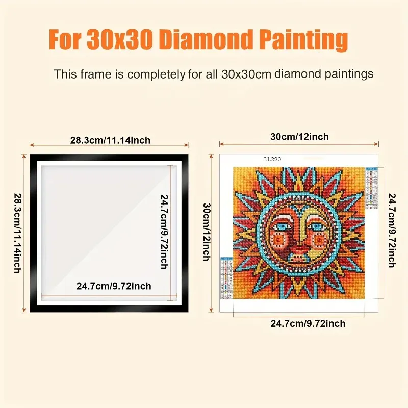 Lot de 5 à 10 cadres magnétiques pour peinture diamant 30x30 cm