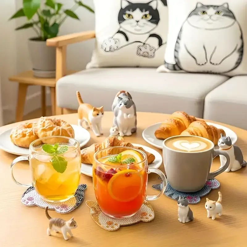 Lot de 8 dessous de verre diamant animal
