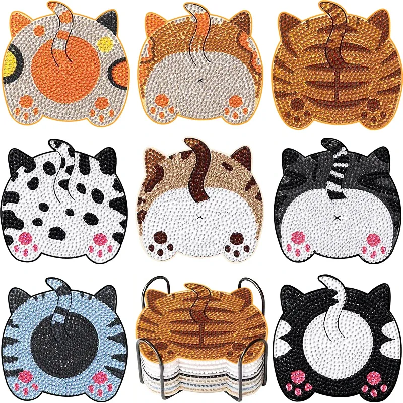 Lot de 8 dessous de verre diamant animal
