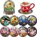 Lot de 8 sous-verres peinture diamant bouquet – Couleur BD036
