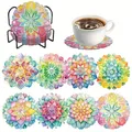 Lot de 8 sous-verres peinture diamant bouquet – Couleur BD184