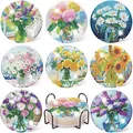 Lot de 8 sous-verres peinture diamant bouquet – Couleur BD228