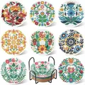 Lot de 8 sous-verres peinture diamant bouquet – Couleur BD336