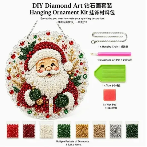 Ornements suspendus Noël peinture diamant acrylique