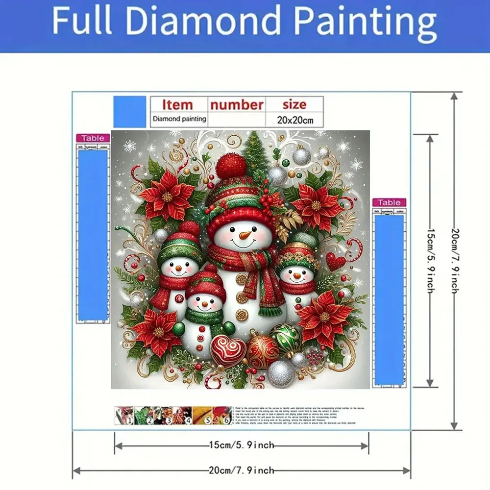 Peinture diamant 5D bonhomme de neige Noël 20 à 40 cm