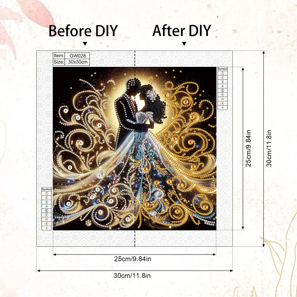 Peinture diamant 5D couple romantique 30 cm