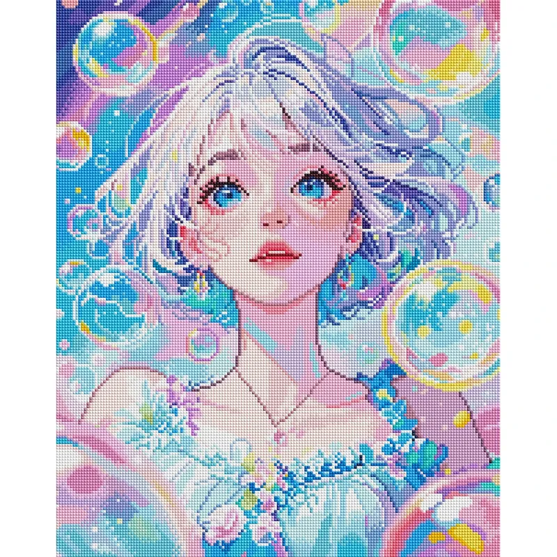 Peinture diamant 5D fille bulles colorées 40x50 cm