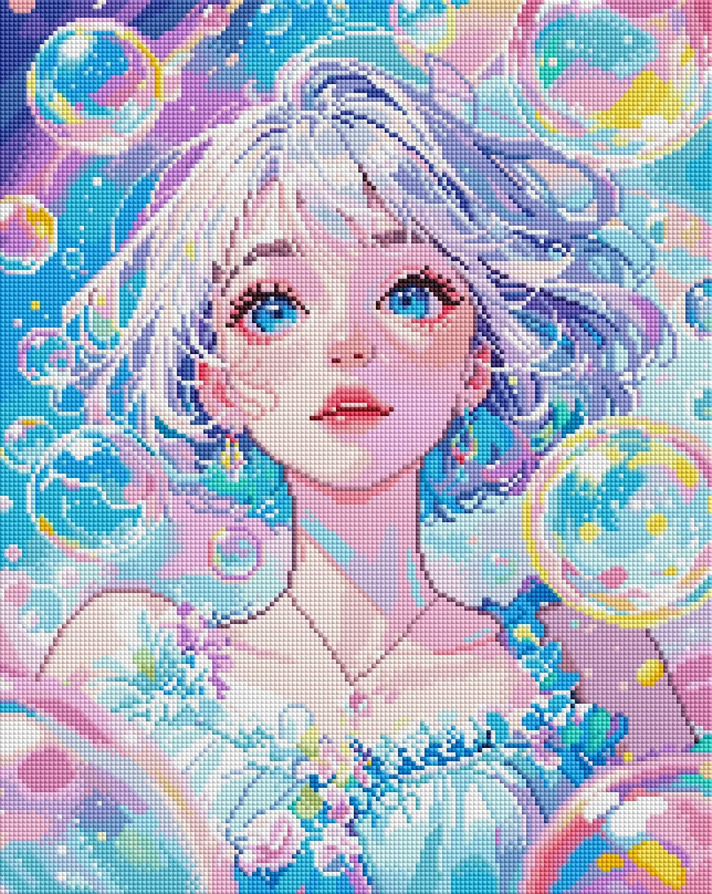 Peinture diamant 5D fille bulles colorées 40x50 cm