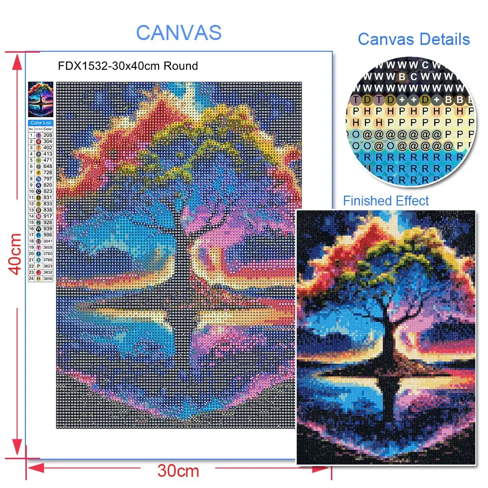 Peinture diamant 5D paysage lune arbre 30x40 cm