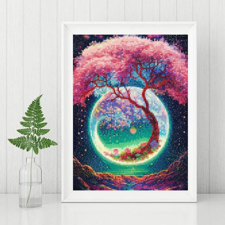 Peinture diamant 5D paysage lune arbre 30x40 cm