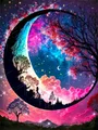 Peinture diamant 5D paysage lune arbre 30x40 cm – Couleur FDX1527