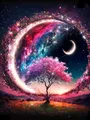 Peinture diamant 5D paysage lune arbre 30x40 cm – Couleur FDX1533