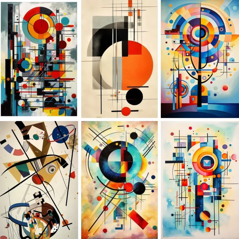Peinture diamant abstraite style Kandinsky 20 à 50 cm